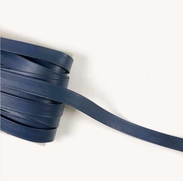 Kunstleder Schrägband - 15 mm - blau